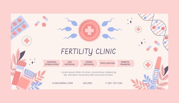 Vettore gratuito banner della clinica della fertilità disegnato a mano
