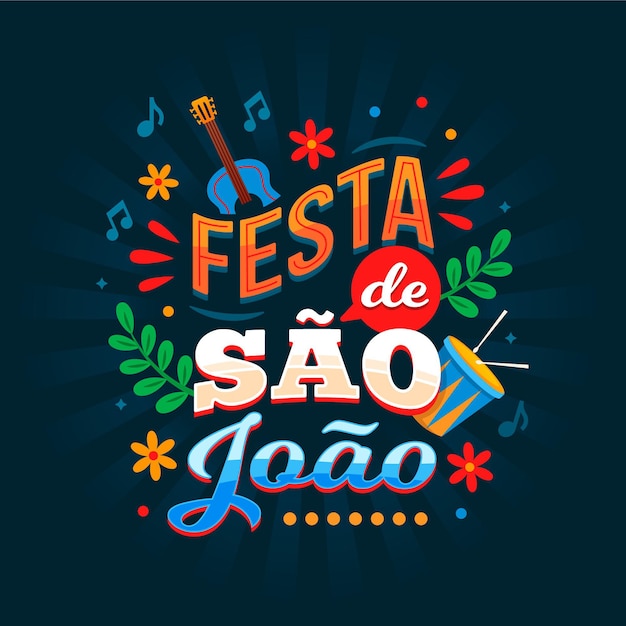 Vettore gratuito lettering festa de sao joao disegnato a mano