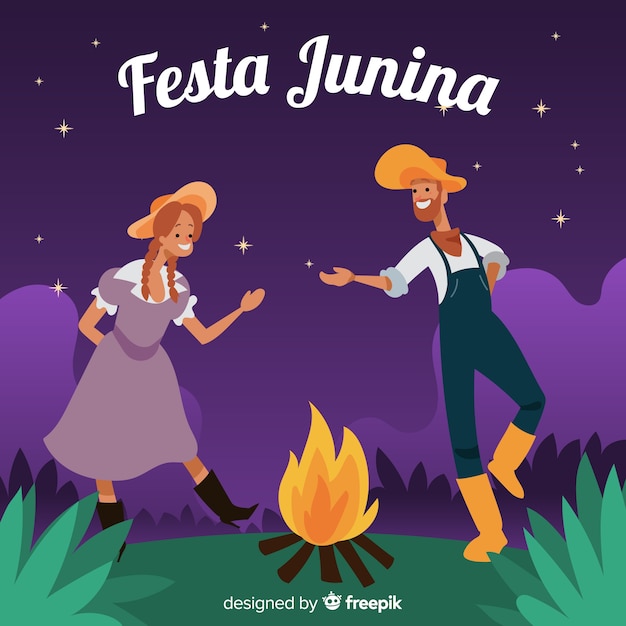 Vettore gratuito fondo disegnato di festa junina