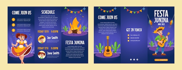 Hand drawn festa junina brochure template