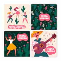 Free vector hand drawn festa junina card collection