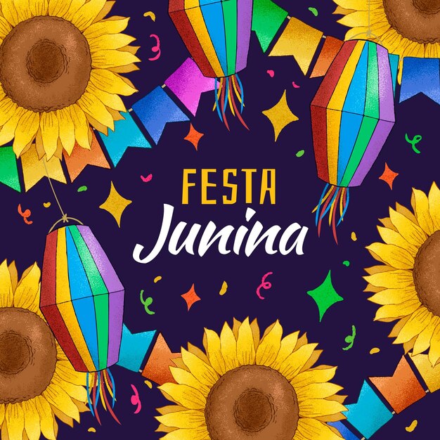 Hand drawn festa junina collection
