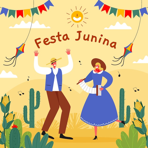 Hand drawn festa junina collection