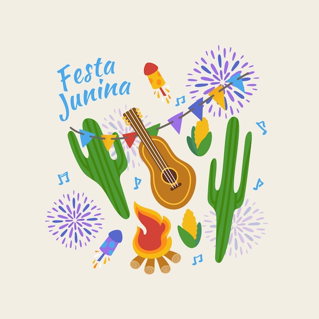 Concetto di festa junina disegnata a mano