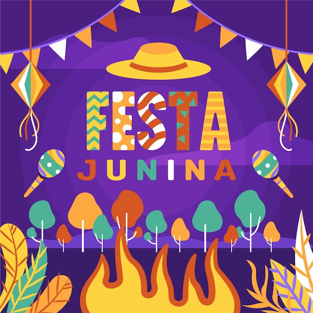 Vettore gratuito concetto di festa junina disegnati a mano