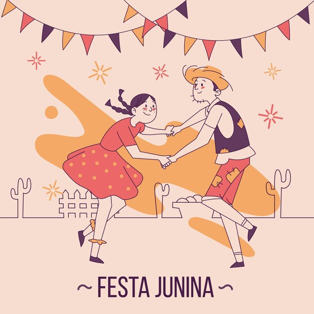 Hand drawn festa junina concept