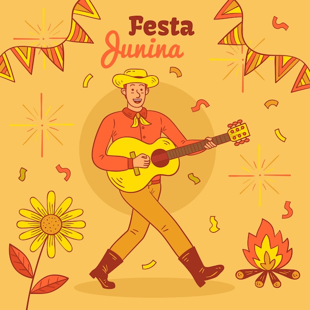 Бесплатное векторное изображение Ручной обращается дизайн festa junina