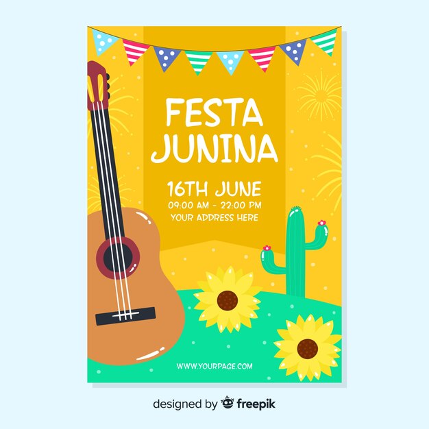 Ручной обращается Феста Junina флаер шаблон