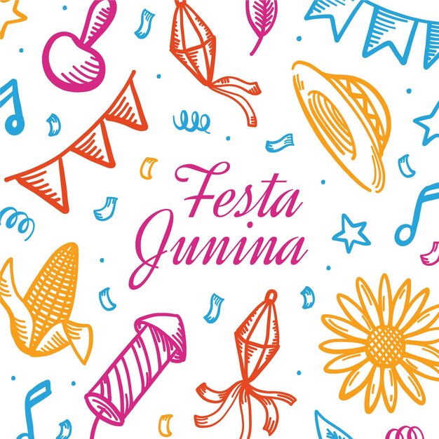 Hand drawn festa junina illustration