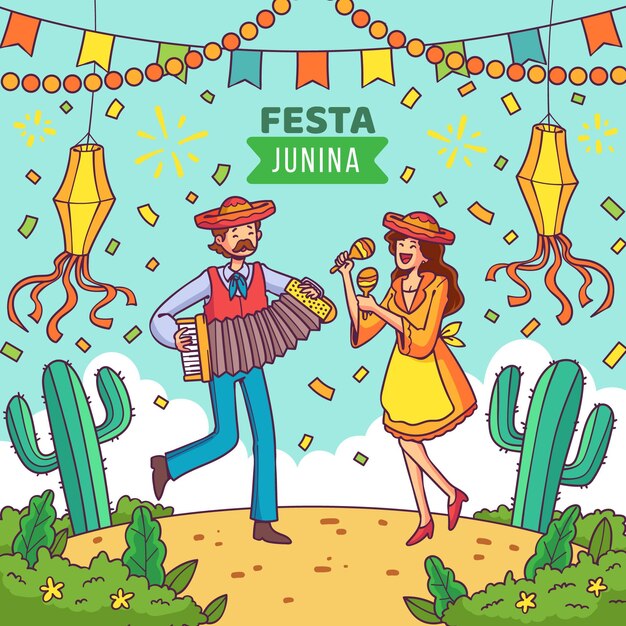 Hand drawn festa junina illustration