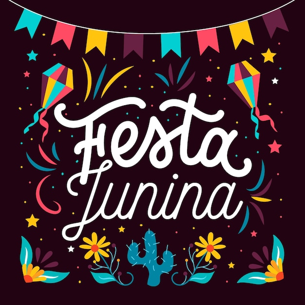 Рука нарисованные festa junina надписи