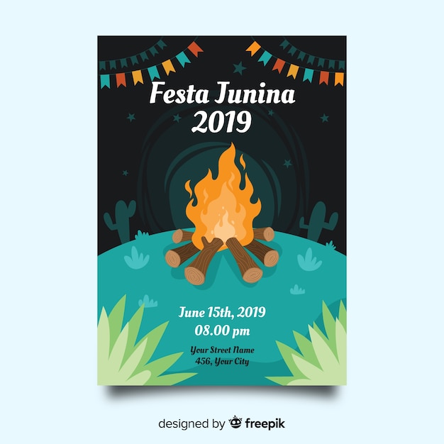 Hand drawn festa junina poster template