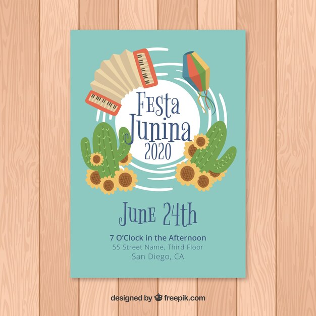 Hand drawn festa junina poster template