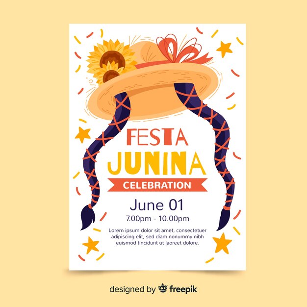 Hand drawn festa junina poster template