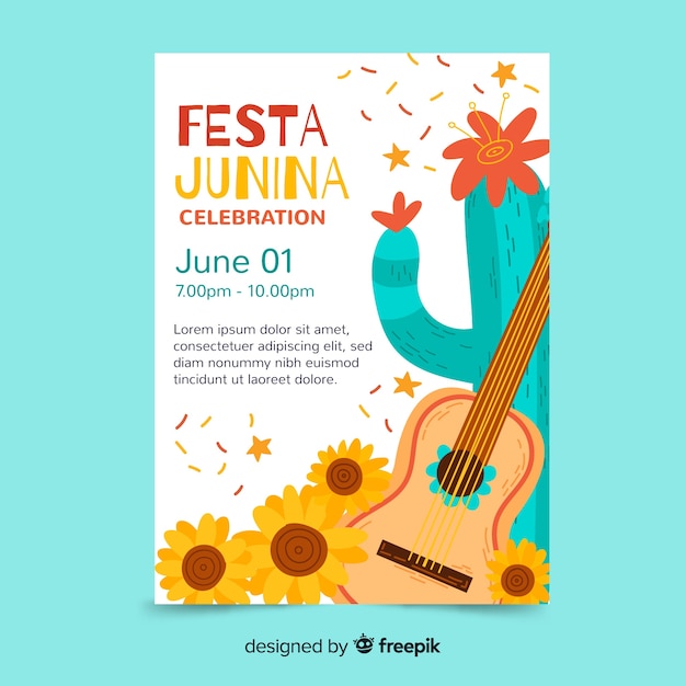 Free vector hand drawn festa junina poster template