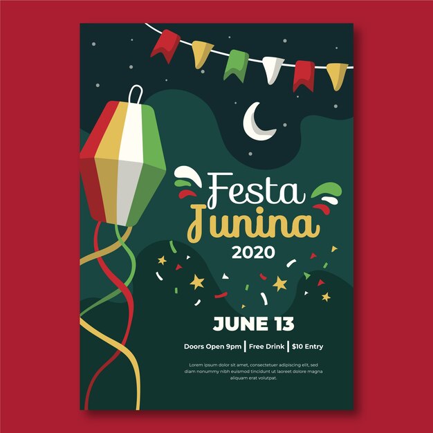 Hand drawn festa junina poster template