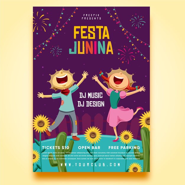 Hand drawn festa junina poster template