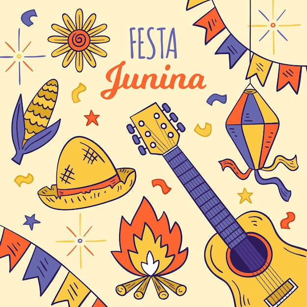 Hand-drawn festa junina theme