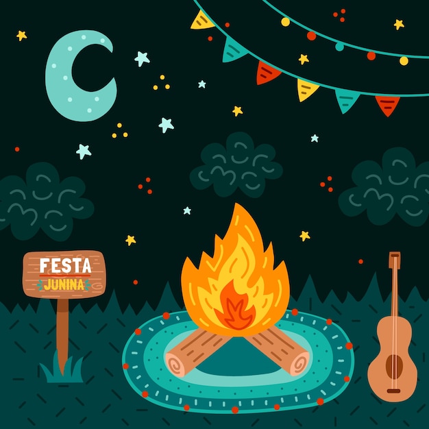 Free vector hand drawn festa junina