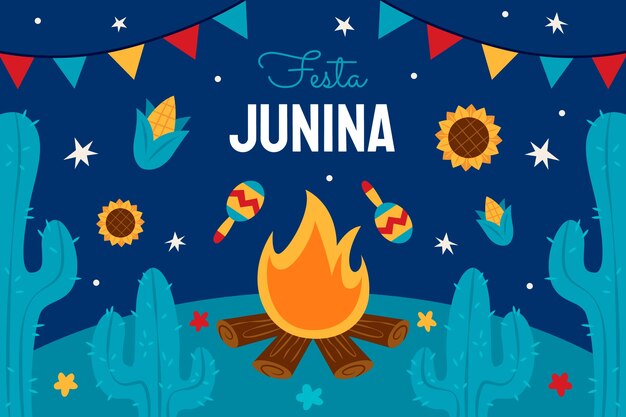 화재와 손으로 그린 festas juninas 배경