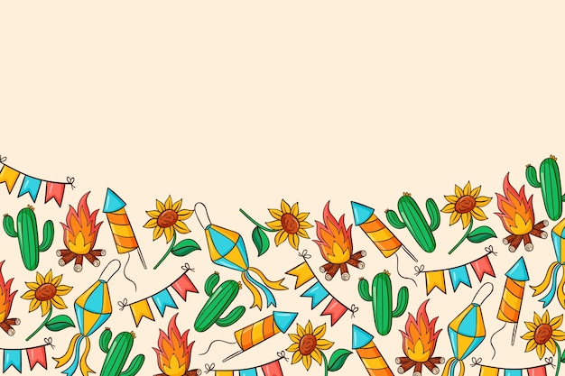 Free vector hand drawn festas juninas background with plants