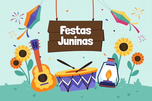 Free vector hand drawn festas juninas background