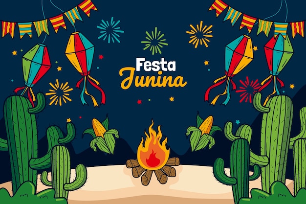 Free vector hand drawn festas juninas background