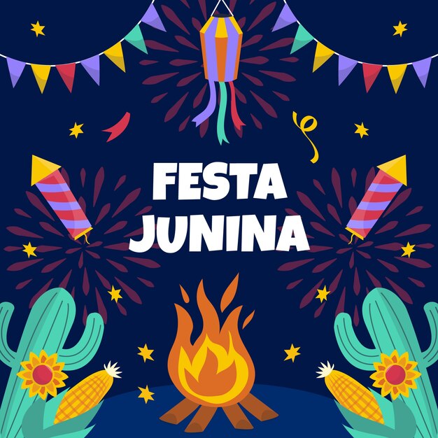 Sfondo di festas juninas disegnato a mano