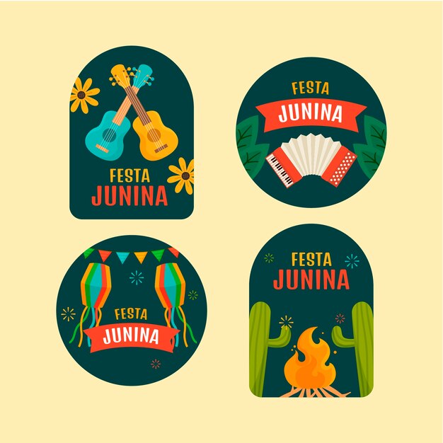 Hand drawn festas juninas badges template
