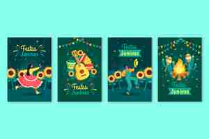 Free vector hand drawn festas juninas card pack