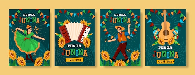 Hand drawn festas juninas cards