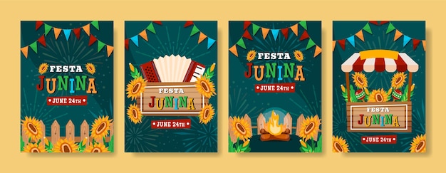 Нарисованные от руки открытки festas juninas