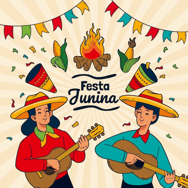 Hand drawn festas juninas illustration