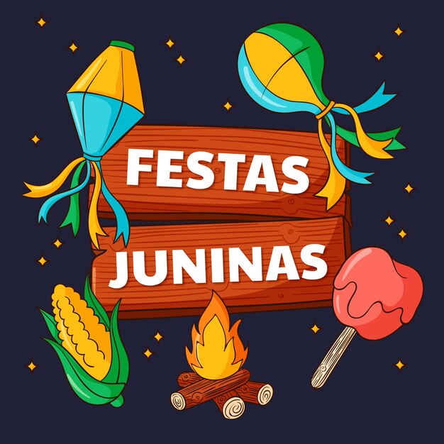 Hand drawn festas juninas illustration