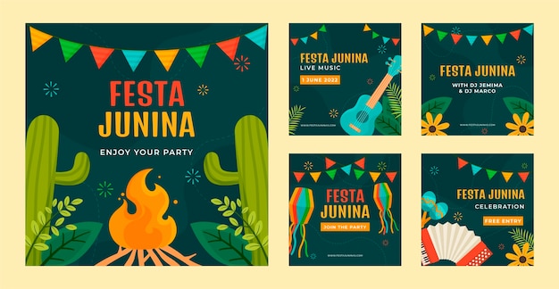 손으로 그린 festas juninas 인스타그램 게시물