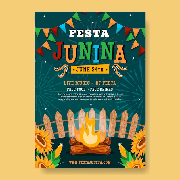 Бесплатное векторное изображение Ручной обращается плакат festas juninas