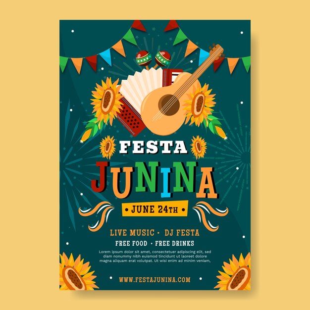 Manifesto di festas juninas disegnato a mano