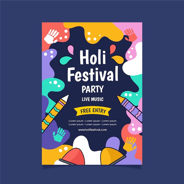 Free vector hand drawn festival poster with colourful design