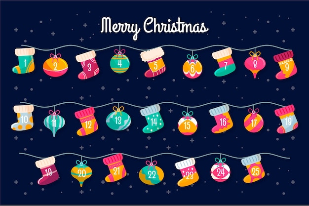 Free vector hand drawn festive advent calendar