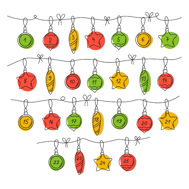 Hand drawn festive advent calendar