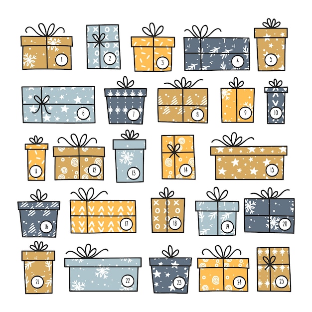 Free vector hand drawn festive advent calendar