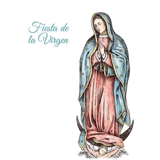 Hand drawn fiesta de la virgen illustration