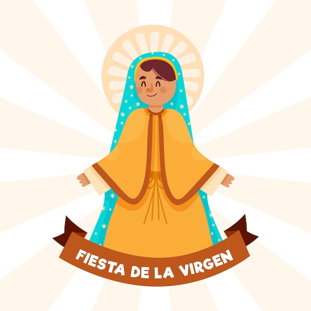 Vettore gratuito fiesta de la virgen disegnata a mano