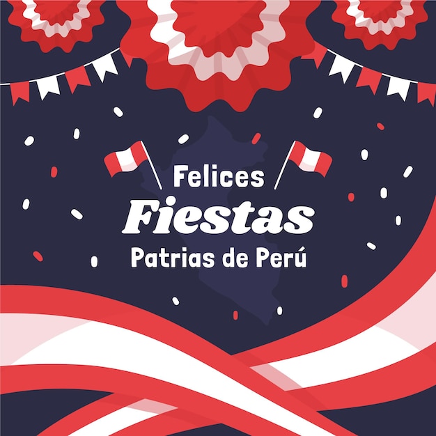 Hand drawn fiestas patrias de peru illustration