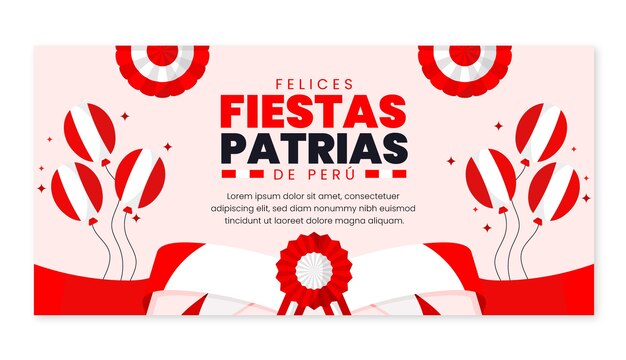 Hand drawn fiestas patrias horizontal banner