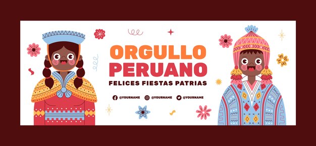 Hand drawn fiestas patrias peru facebook cover