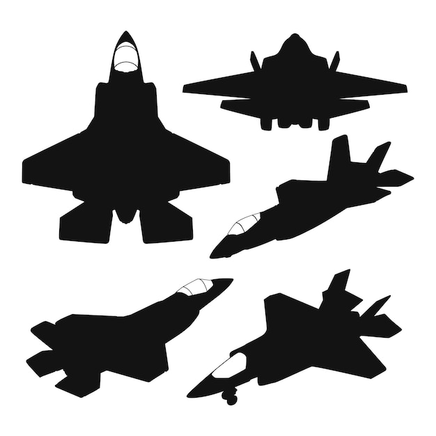 Free vector hand drawn fighter jet silhouette