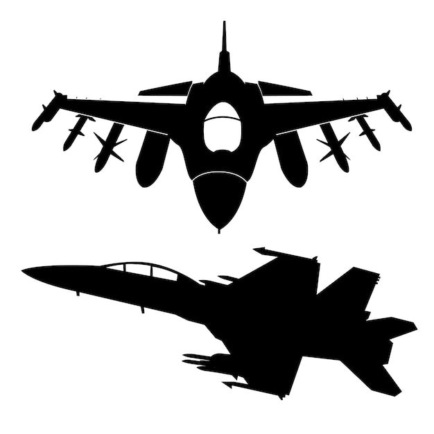 hand drawn fighter jet silhouette