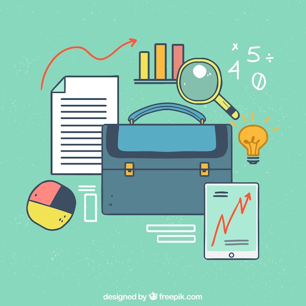 Hand drawn financial concept with briefcase