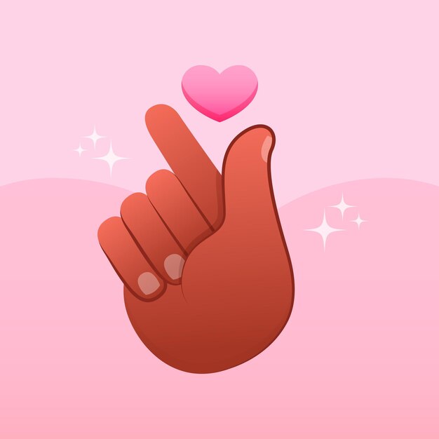 Hand drawn finger heart illustrated